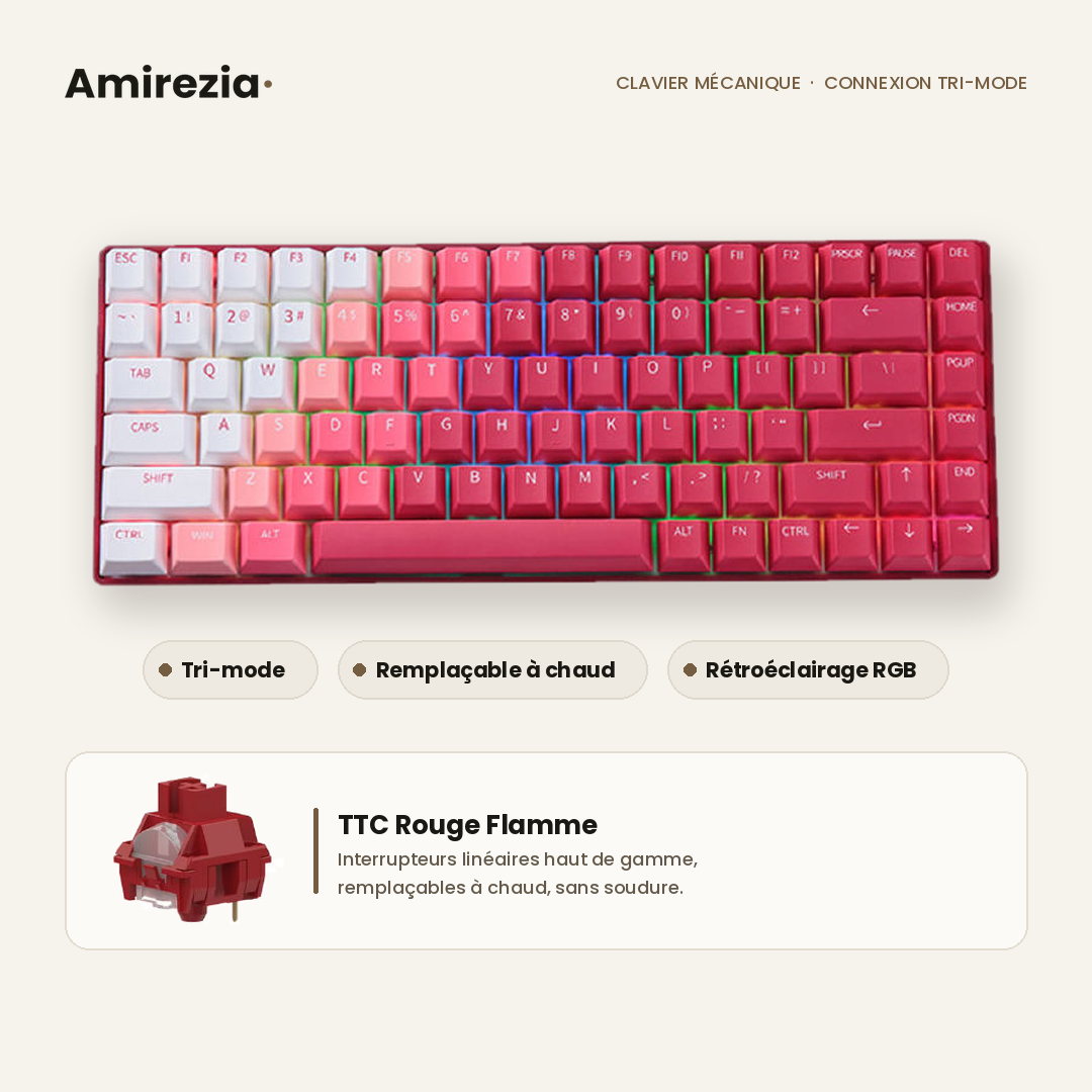 Clavier mécanique Amirezia Flamme TKL