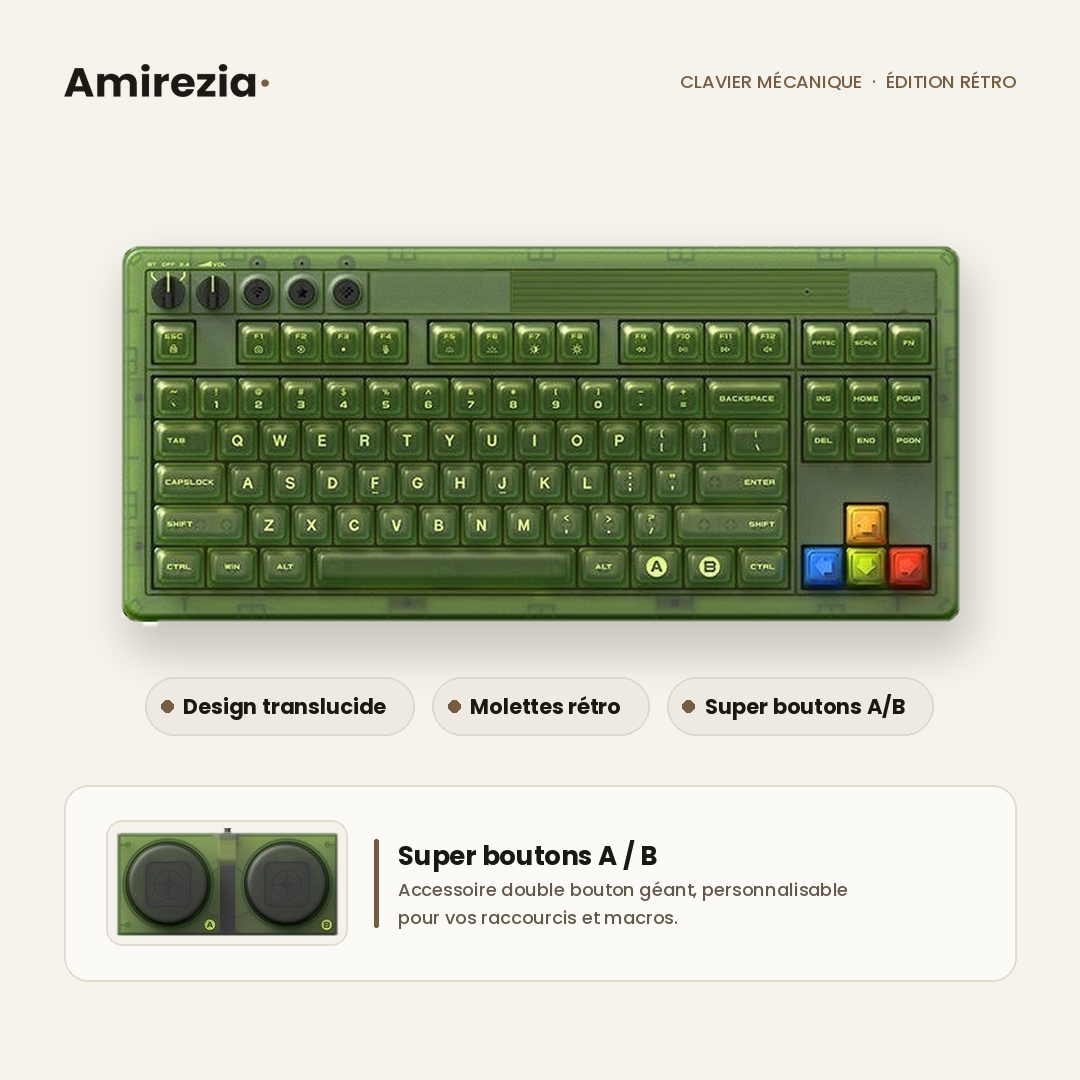 Clavier mécanique Amirezia Rétro Jade