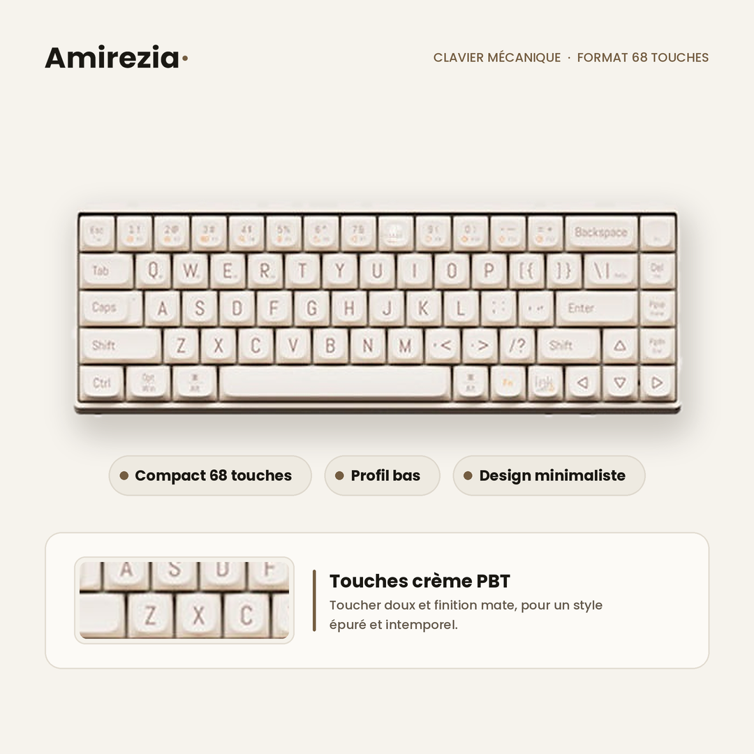 Clavier mécanique Amirezia Crème 68